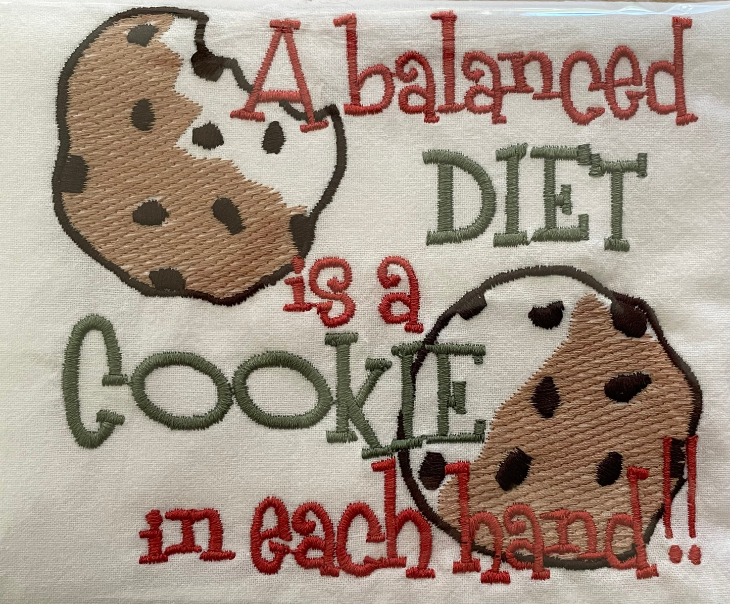 Balanced Diet is a cookie in Each Hand Flour Sack Towel