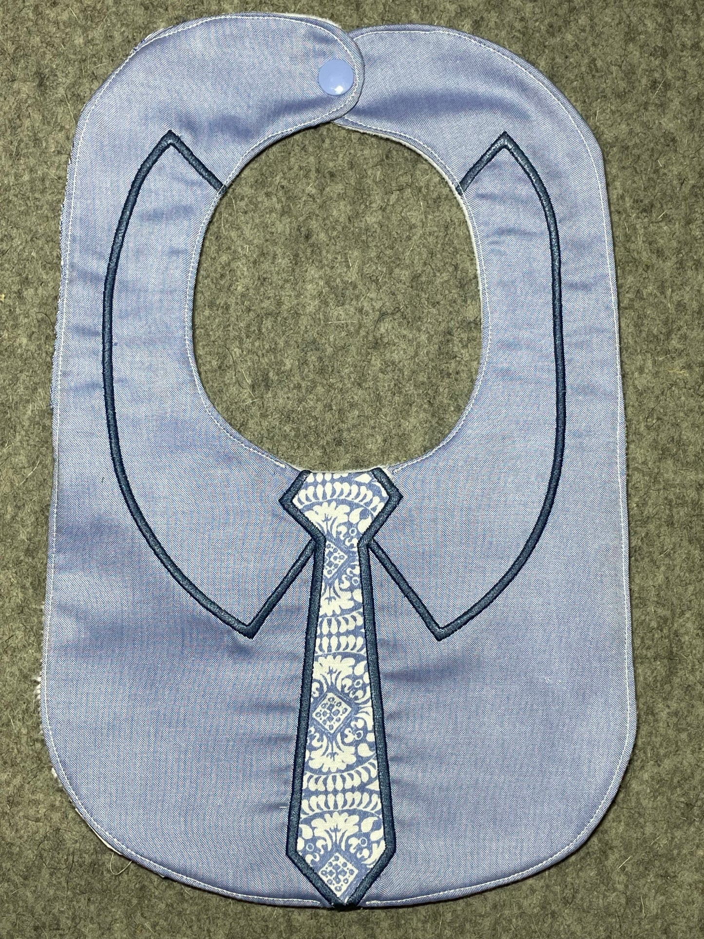 Baby Bib - Blue with light blue tie