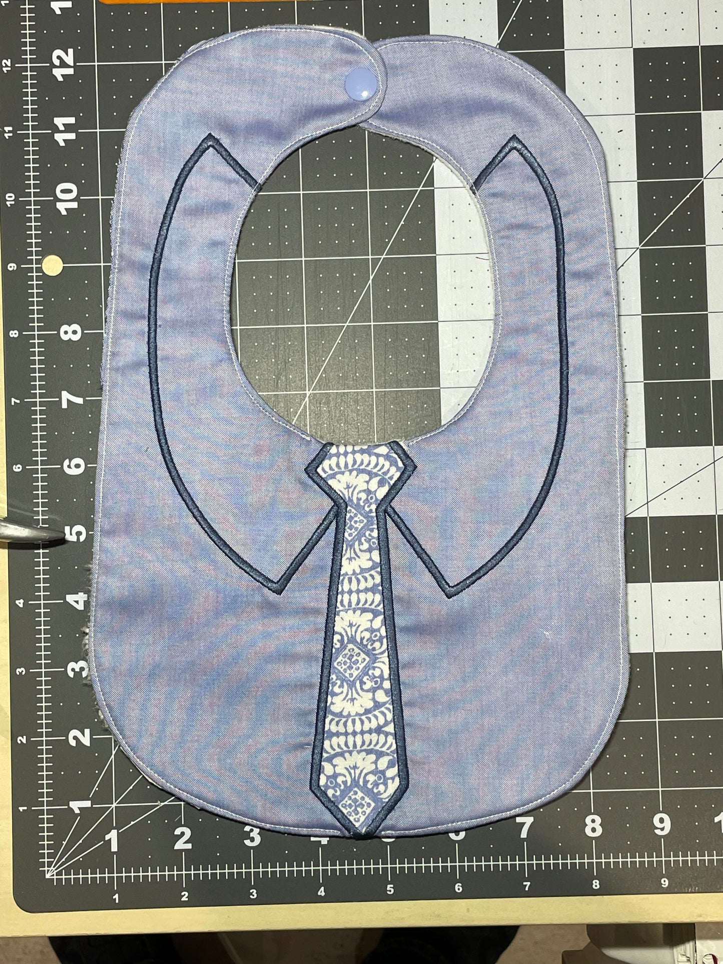 Baby Bib - Blue with light blue tie