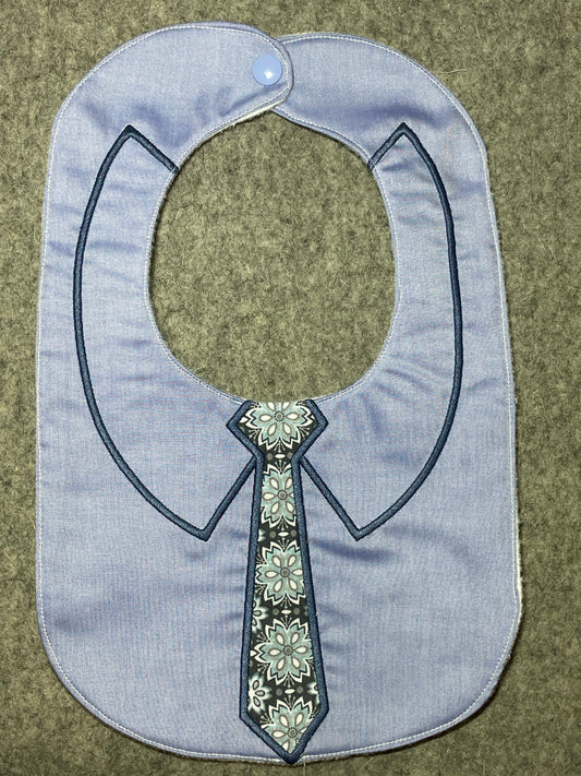 Tie Bib - Blue floral tie