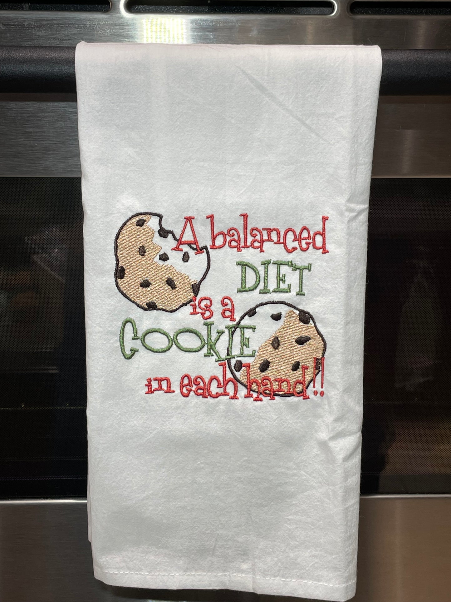 Balanced Diet is a cookie in Each Hand Flour Sack Towel